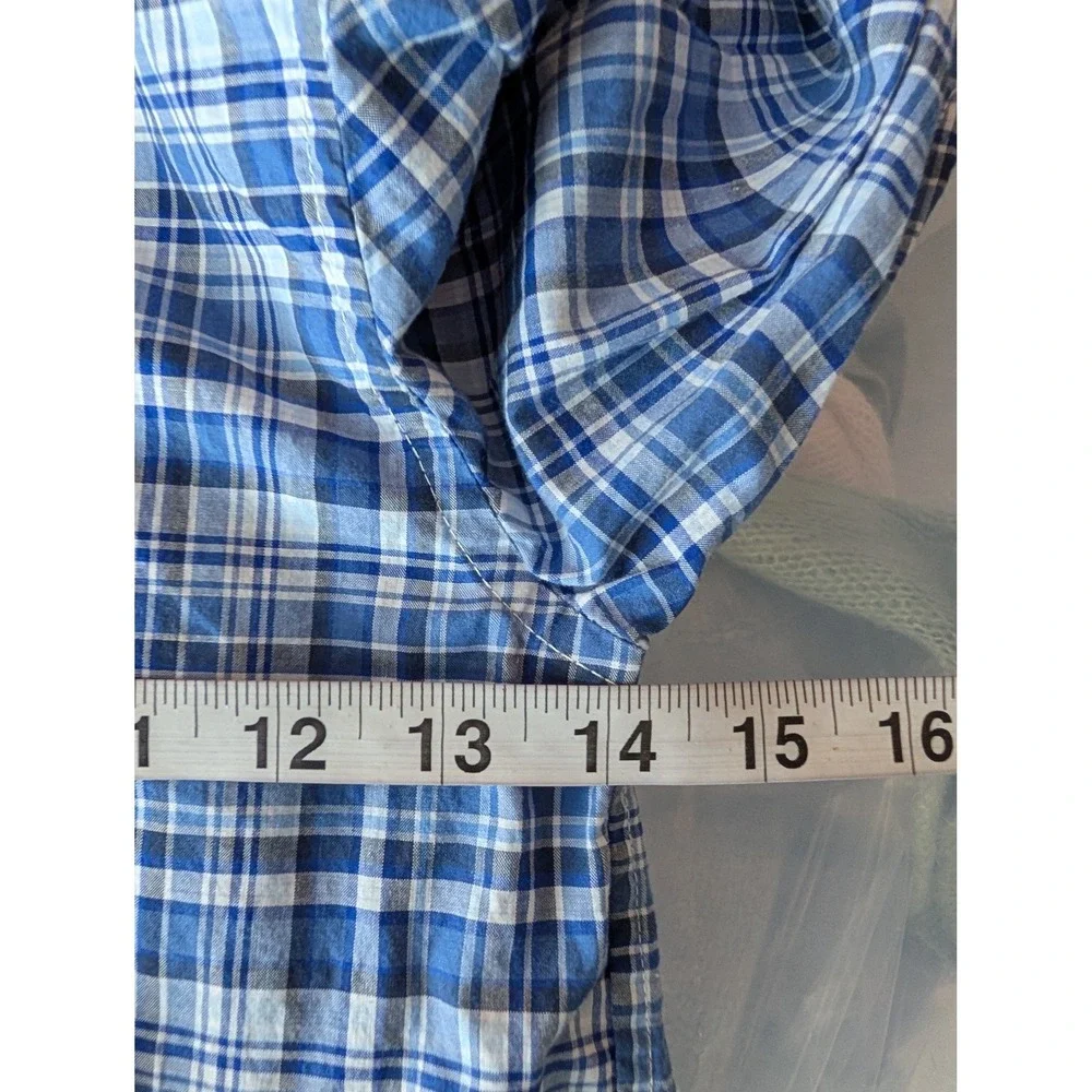 Ralph Lauren Button Down Shirt Kids 6 Blue Plaid Cotton Long‎ Sleeve Preppy